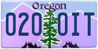 OR license plate 020OIT