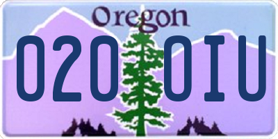 OR license plate 020OIU