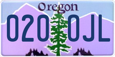 OR license plate 020OJL