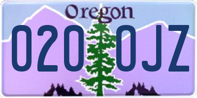 OR license plate 020OJZ