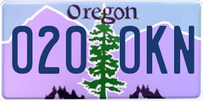 OR license plate 020OKN