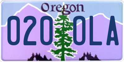 OR license plate 020OLA