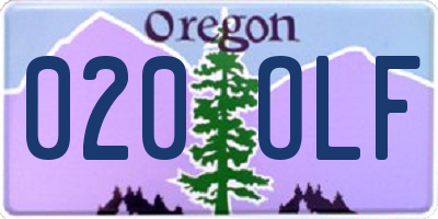 OR license plate 020OLF