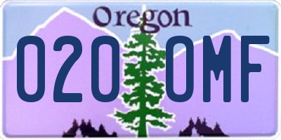 OR license plate 020OMF