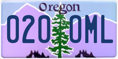 OR license plate 020OML