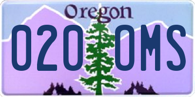 OR license plate 020OMS