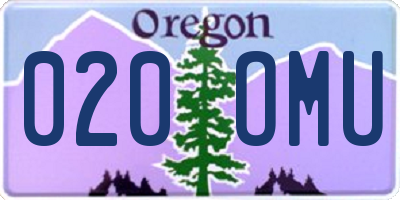 OR license plate 020OMU