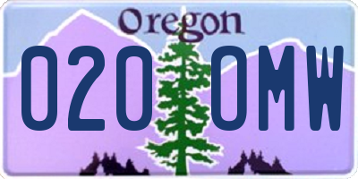 OR license plate 020OMW