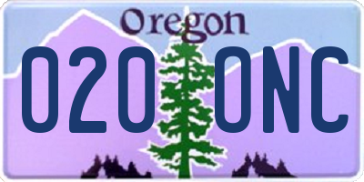 OR license plate 020ONC