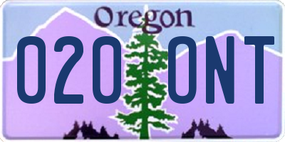 OR license plate 020ONT