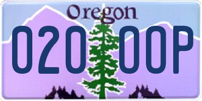 OR license plate 020OOP