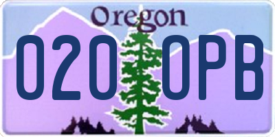 OR license plate 020OPB