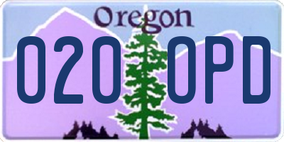 OR license plate 020OPD