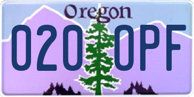 OR license plate 020OPF