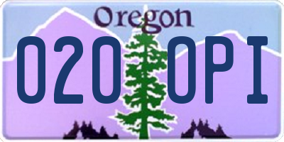 OR license plate 020OPI