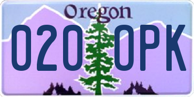 OR license plate 020OPK