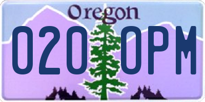 OR license plate 020OPM