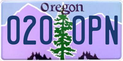 OR license plate 020OPN