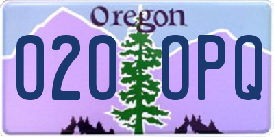 OR license plate 020OPQ