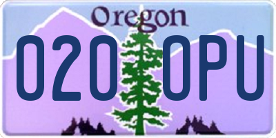 OR license plate 020OPU