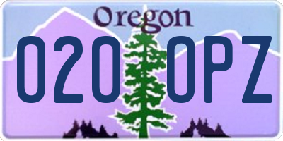 OR license plate 020OPZ