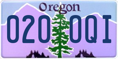 OR license plate 020OQI