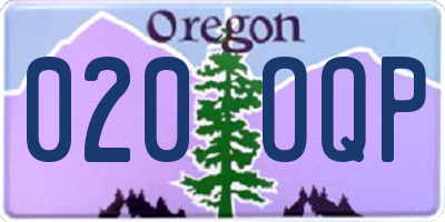 OR license plate 020OQP