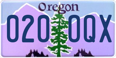 OR license plate 020OQX
