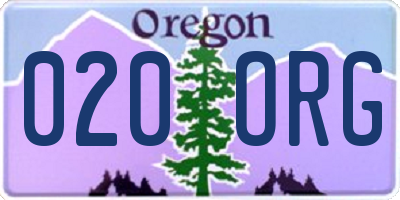 OR license plate 020ORG