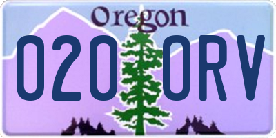 OR license plate 020ORV
