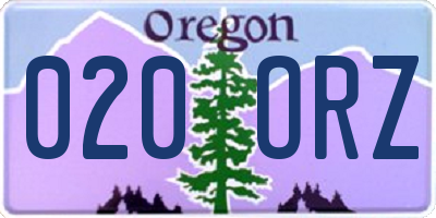 OR license plate 020ORZ