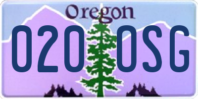 OR license plate 020OSG