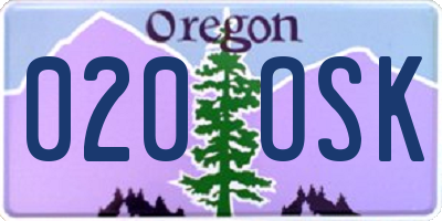 OR license plate 020OSK