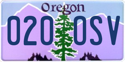 OR license plate 020OSV