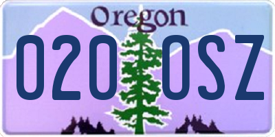 OR license plate 020OSZ