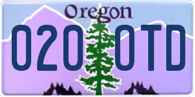 OR license plate 020OTD