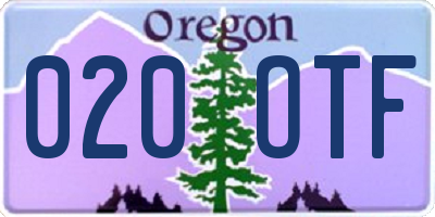 OR license plate 020OTF