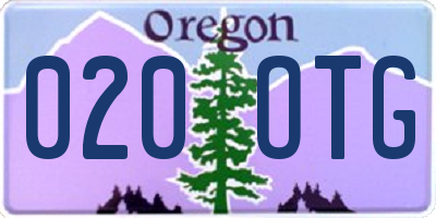 OR license plate 020OTG
