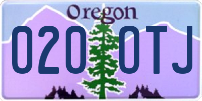 OR license plate 020OTJ