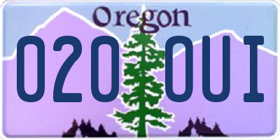 OR license plate 020OUI