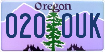 OR license plate 020OUK