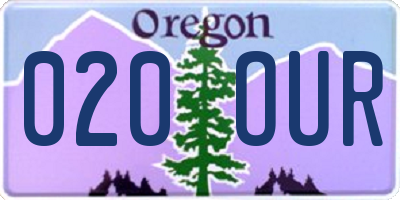 OR license plate 020OUR