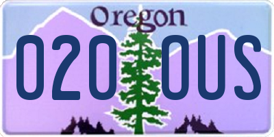OR license plate 020OUS