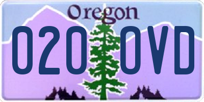 OR license plate 020OVD