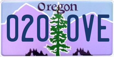 OR license plate 020OVE