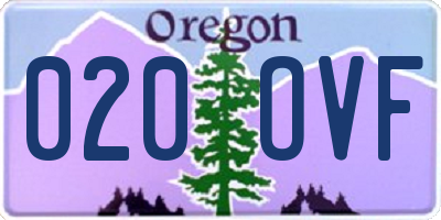 OR license plate 020OVF