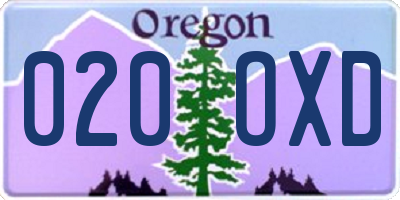 OR license plate 020OXD