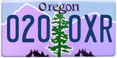 OR license plate 020OXR