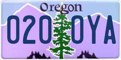 OR license plate 020OYA