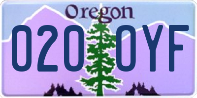 OR license plate 020OYF